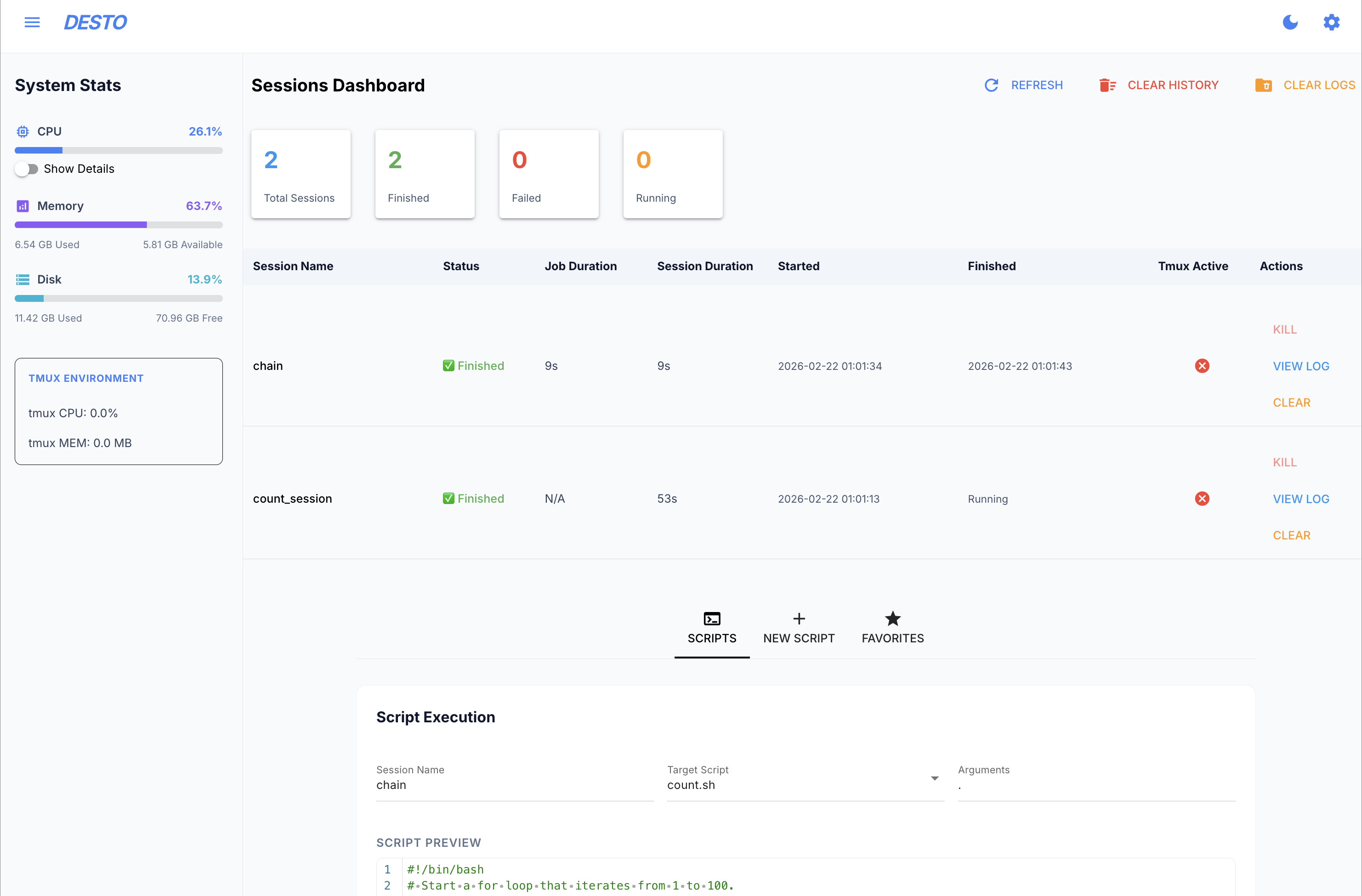 Dashboard Screenshot